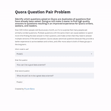 Visualization of the Quora duplicate question project